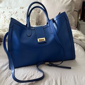 Italian Blue Leather Tote Bag